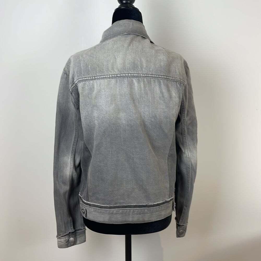 FRAME Nouveau Le Mix Multi Tone Denim Jacket Grey - Picture 6 of 7